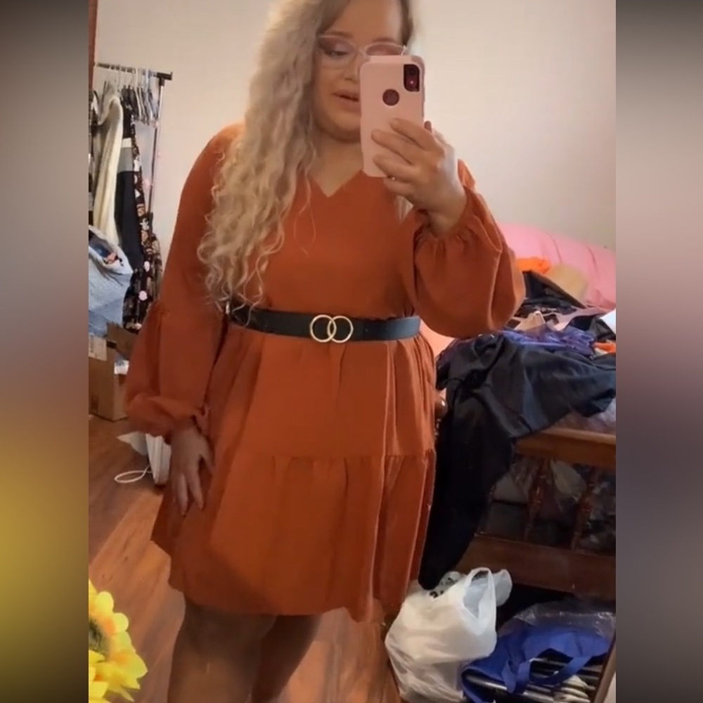 Rust tiered fall dress